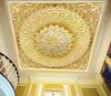 壁紙カスタム天井3D壁壁画ゴールドダイヤモンドフラワーリビングルームベッドルーム背景壁画の壁紙