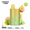 Original TASTEFOG TITAN 12000 Puffs Disposable Vape Pod Device 3200 mAh Battery 2% 22ml Prefilled Cartridge Big Vapor Kit l Mesh Coil 10 Colors