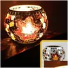 Świecane uchwyty Mosaic Glass Candlestick Continental Retro Decoration Prezentacje Palanie kubka baru Uchwyt do domu