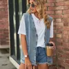 Jaquetas femininas outono denim colete feminino jaqueta sem mangas bolsos topos v pescoço streetwear moda vintage outfit outerwear roupas femininas