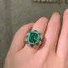 Ring women Emerald Tourmaline Green Crystal zircon Diamond White Gold Opening Ring Women Birthday Gift Adjustable