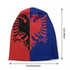 Basker unisex stickade vinter beanie varm skid virka slouch hatt mjuk flagga av den albanska staten kvinnliga möss