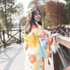 Vêtements ethniques Femmes Yukata Traditionnel Japon Kimono Robe Pographie Robe Cosplay Costume Jaune Couleur Floral Prints Vintage