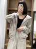 0C43M704 Kvinnors Autumn Sports Set Velvet Casual Fashion Hooded Cardigan Jacket Wide Leg Pants Two Piece Set Old Cobbler anpassad