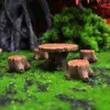 Garden Decorations Micro Landscape Wooden Pile Table Chair Furniture Toy Small Ornament Decoration Resin Artifact Craft For Kid 5pcs