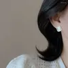 Boucles d'oreilles géométriques opale en argent Sterling 925 pour femmes et filles, bijoux à la mode, Design carré Simple, cadeau de fête