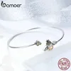 Bangle 925 Sterling Silver Crystal Yellow Bee Bangle Silver Cute Insect Bracelets for Women Birthday Gift Fine Jewelry SCB104 231027