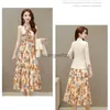 Grundläggande avslappnade klänningar Kvinnors modeklänning 2023 Spring Autumn New Floral Suit Coat Midi kjol Tvådel koreanska eleganta formella tillfällen klänningar yq231030
