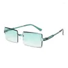 Occhiali da sole Retro Square Gradient Color Men Wome Simple Rimless Rectangular Sun Glasses Trendy Outdoor Ultraviolet Shades Eyewear