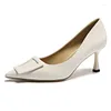 Dress Shoes Spring Party Wedding Woman High Heels Genuine Leather Pointed Toe Mature Office Lady Elegant Women Pumps Big Size