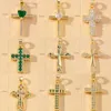Colares de pingente de cobre vibrante e zircão micro-conjunto colar de cruz para fazer jóias diy em estilos americanos europeus