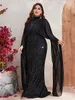 Musilm Evening sukienka duża cekinowa szyfonowa wysoka szlafrok czarny Dubai Arab Arab FMGT530