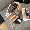 Scarves 3 Colors Light Luxury 100% Pure Wool Shawl Tassel Gradient Color Blocking Scarf Warm Winter Gifts For Drop Delivery Fashion Ac Dhrxq