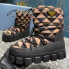 Нейлоновые габардиновые ботинки для апре-ски Черный 1U007N Верх со шнурком Съемная подкладка с мягким ворсом Эмалированные металлические треугольные ботинки Дизайнерские лыжные ботинки на резиновой подошве3