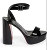 Chaussures de luxe à semelle rouge femmes sandales talons hauts Movida Sabina bride à la cheville sandale 130MM sandales à plateforme en cuir verni nu noir avec boîte 35-43