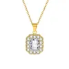 Pendentif Colliers Luxe Carré Bling Zircon Cubique Pour Femmes Mode Charme Bijoux Cadeaux