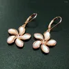 Brincos pendurados vendendo joias mãe de pérola 925 prata esterlina natural rosa mop plumeria flor feminina gota para presente