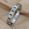 Bracelet DODOHAO Brillant Inlay Vert Strass Simple Bracelet En Acier Inoxydable Pour Les Femmes Charme Étanche Poignet Bijoux Cadeau