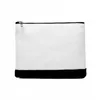 DHL100pcs Cosmetic Bags Sublimation DIY White Blank Patchwork Black Cotton Linen Square Makeup Bag