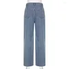 Женские джинсы с принтом больших глаз, синие женские прямые женские брюки-карго с высокой талией, джинсовые мешковатые брюки в стиле Харадзюку для мамы-бойфренда