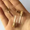 Toptan 1ml küçük şeffaf cam doldurulabilir şişeler Cork plastik kapaklar Boş uçucu yağ şişesi 11x22mm Toptan Zz
