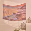 Arazzi Coperta appesa a parete per l'arredamento estetico della camera Dormitorio Comodino Nordic Ins Tapestry Pink Scenery Background Panno