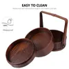 Dinnerware 2 Pc Portable Lunch Box Containers Sushi Bento Household Wooden Lunchbox Picnic