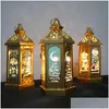 Party Decoration 2021 Ramadan Lantern Decoration Led Lights Eid Mubarak Decor Lamp Islam Muslim Party Gifts Crafts Home Desktop Decora Dhvde