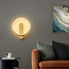 Lámpara de pared Anillo de cobre redondo Luz 3 Atenuación cambiable para dormitorio Sala de estar Stiars Nordic Sconce Drop
