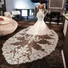 Прозрачный сетчатый топ, кружевные свадебные платья русалки 2023, тюль, кружевная аппликация, кристаллы из бисера, длинные рукава, свадебные платья со съемным шлейфом