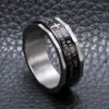 Bague tournante de prière de sérénité en acier inoxydable noir pour hommes et femmes, 9MM