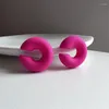 Pendientes traseros, 2 uds., orejeras acrílicas chapadas en forma de C dulce, brazalete con fecha texturizada con gradiente mate, Clips acrílicos de Color caramelo