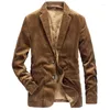 Men's Suits Suit Coat Spring And Autumn Retro Corduroy Lapel Simple Solid Color Casual Large Size