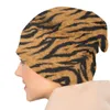 Berets Tiger Stripe Animal Temat Skullies czapka czapka lampard druk jesienne zima unisex czapki na zewnątrz ciepłe zbiórki czapki z maską podwójną