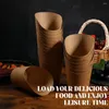 Servis uppsättningar 100 st engångsbehållare Kraftpappers Fries Cup Holder Packing Bucket Multipurpose Holders French Storage