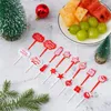 Fourks 8pcs Christmas Animal Fruit Fork Grade Plastic Mini Cartoon Kids Cake Dentift ToothPick Bento Lunch Party Decoration