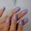 False Nails Press On Set Glossy Gellnails Tips Oval Almond Artificial Fake Nail Art Full Cover Fingernails Kort fast färg