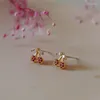 Stud Earrings Cute Gold Color Bling Rosered Zircon Cherry For Women Fashion Jewelry Accessories