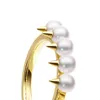 Trouwringen KURSHUNI Aangepaste gotische duivel parel en klinknagel ring voor vrouwen goud luxe kwaliteit sieraden Koreaanse trend gevaar stam 231030