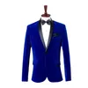 Automne Hiver Hommes Velours Costume Couleur Unie À Manches Longues Veste Party Chanteur Marié Hôte Performance Robe Formelle Velours Blazer Grand et Grand