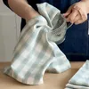 Table Napkin 45x45cm Square Cloth Nordic Plaids Tea Towel Cotton Kitchen Dish Cleaning Tableware Mats Pads Dustproof Cover 17.7"