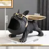 Decoratieve objecten beeldjes Cool Franse Bulldog Butler Decor met dienblad Grote mond Hond Standbeeld Thuis Opbergdoos Dierenhars Beeldje Kunstcadeau 231027