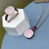 Ketting Oorbellen Set 2 stks/set 12.6mm Ring Inlay Paars Zirkoon Met Pistool Zwart Vergulde Snoep Kristal Sieraden Nudo Mode