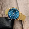 Digital analog kvarts mekanisk multifunktionell GMT rostfritt stål läderguldpläterad rosguld svart liten armbandsur timepiece