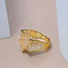 Custom Made Jewellery High End Luxury 14k Real Yellow Gold Iced Out Moissanite Hip Hop Star Ring for Men Wedding Engagement