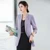 Ternos femininos verão ol terno pequeno blazers casual sólido solto fino blazer feminino manga de três quartos casacos femininos outwear