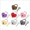 Serrures de porte Serrures de porte Poignées de cuisine Forme de coeur Vintage Mini cadenas en métal Petit sac Valise Lage Boîte Journal Livre Serrure à clé avec goutte Dhhqz