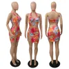 Work Dresses Beach Printed Sexy Two Piece Set Women Skirt And Halter Crop Top Clubwear Hollow Out Vacation Outfits Bodycon 2 Dress Sets