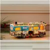 Juldekorationer ljust upplysta byggnad Santa Claus Car House Village Holiday Garage Decoration Griswold Villa Home Desktop Figu Dhlkn