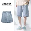 Sommer Denim Männer S Dünne Lose Gerade Knie Länge Shorts Elastische Taille Mode Streetwear Koreanische Trend Kurze Jeans